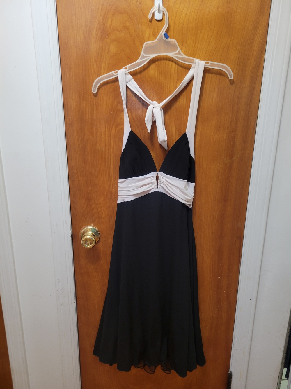 Speechless Black Dress with White Halter and Waistband